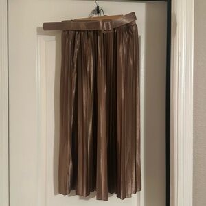 SHEIN Metallic Midi Skirt with Belt